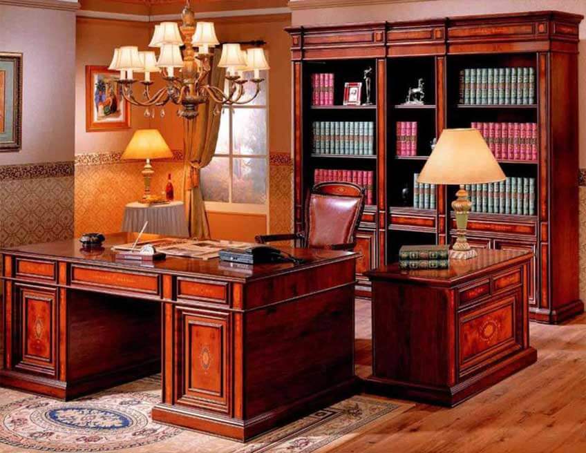 قفسه کتاب نمایانگر لمس واقعی ظرافت در یک دفتر کار به سبک کلاسیک است.